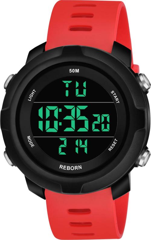 Buy Reborn Digital Watch Black Dail Red Strap Wrist Digital Watch for