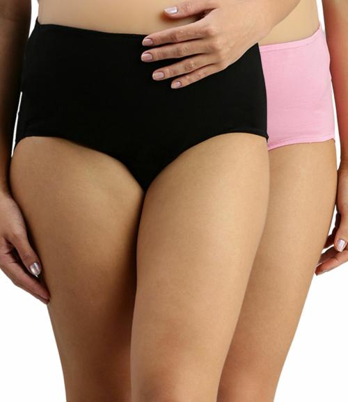 Morph Maternity | Panties For Pregnant Ladies | With High Waist For Women | Over The Belly Fit | Full Back Coverage | Pregnancy & Post Delivery | Pack Of 2 | Black & Light Pink | XXL