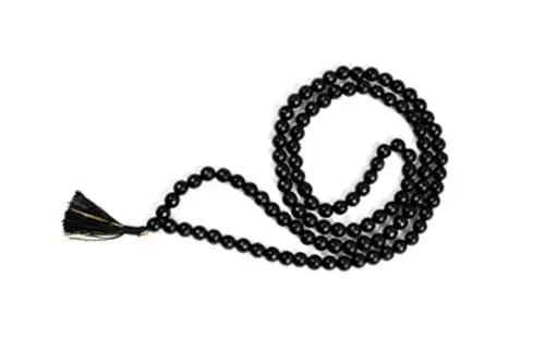 Rudra Centre Black Black Jade Faceted Mala, 8mm