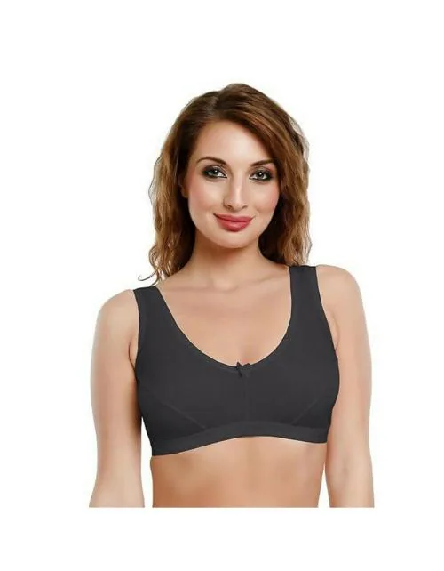DAISY DEE Women's Girls Cotton Non-Padded Non-Wired Full Coverage Sports Bra - (Black, 40B)