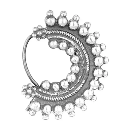 Giva Sterling Silver Oxidised Silver Half-Moon Nose Pin For Women