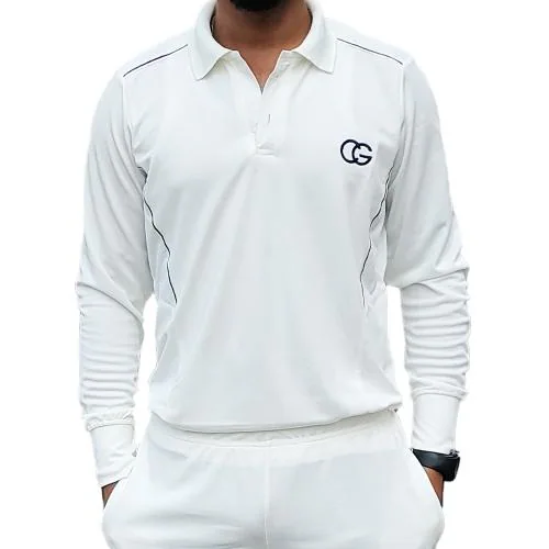 CALIGOSTLE Full Sleeves Cricket T-Shirt (White, L)