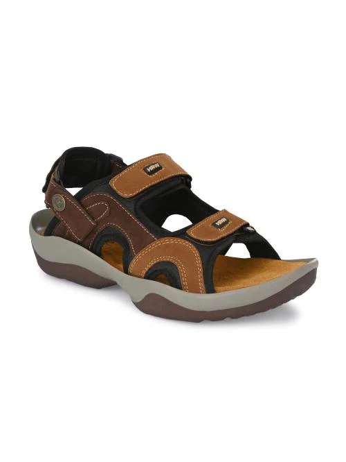 BUCIK Men's Brown Lether Slip-On Sandal