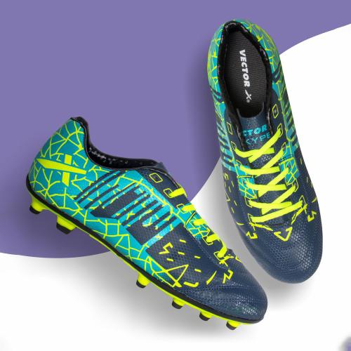 Vector X Skyper Football Shoe/Studds for Men(Navy-Green)
