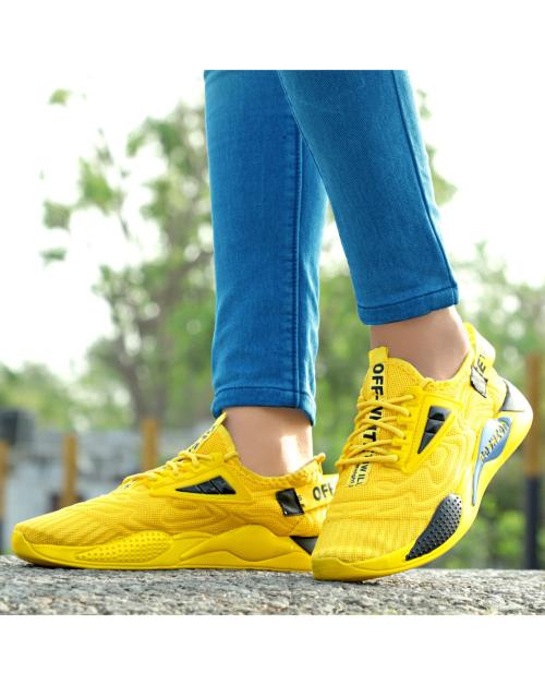 Labbin Lace-Up Yellow Sneakers For Men