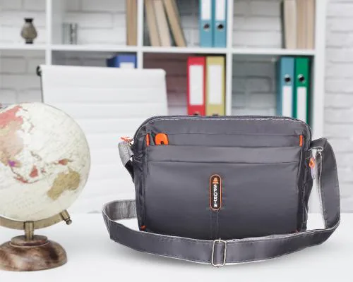 LL LEATHER LAND DESIGNER BAGS PU Nylon Messengr, Side Shoulder Bag for Men (Grey)