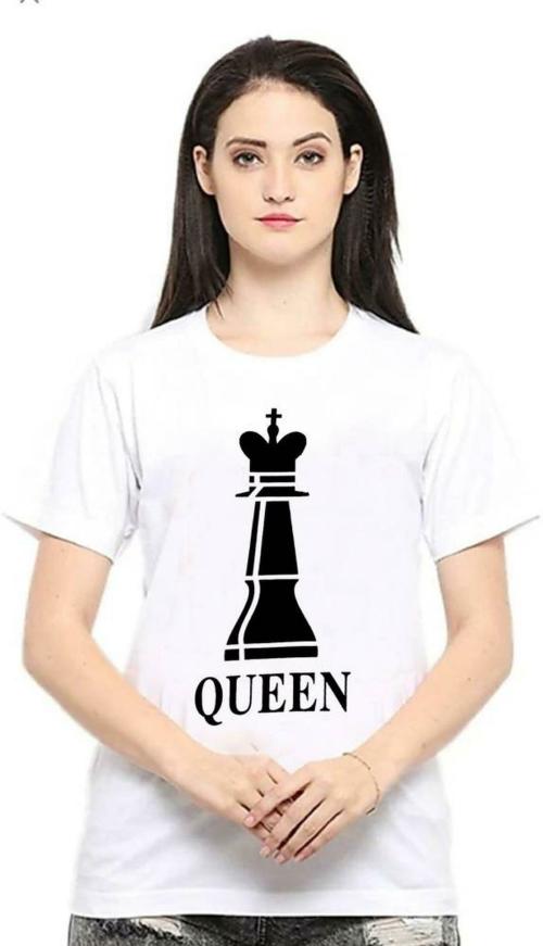 Deccan Store Women White Printed Poly Cotton T-Shirt - S (Pack of 2)