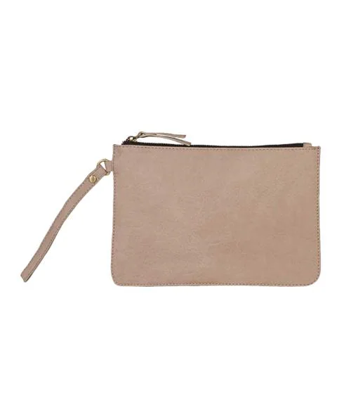 Mona B Lucy Vegan Women's Leather Wristlet: Nude