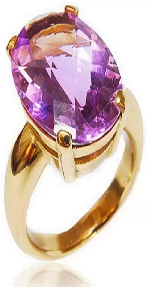 Chopra Gems & Jewellery Gold Plated Brass Amethyst Stone Ring (Men, Women, Girls and Boys) - Free Size