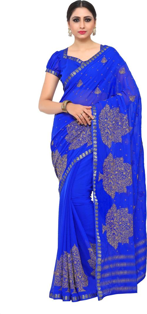 Mimosa Women Blue Chiffon Kanjivaram Saree
