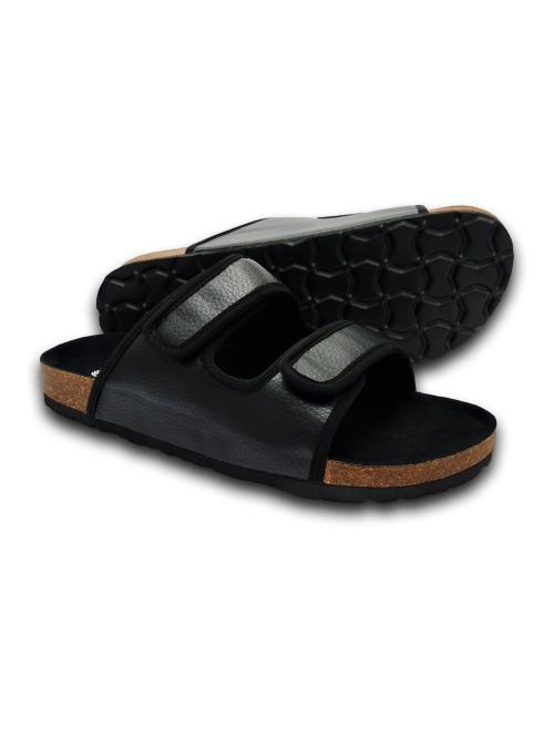 NoStrain Phantom Black Parallel Styled Cork Sandals For Men