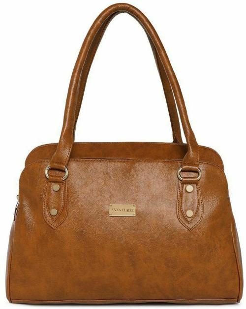 Anna Claire Brown PU Hand Held Bag 4 L - Large Size