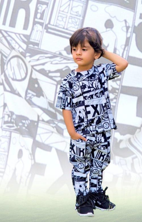 Jaime CREATION Baby Boys & Baby Girls Multicolor Heavy And Soft Lycra Bland With Colourful Prints Co ord Sets For Party(Festive) T-shirt & Track Pants Sets 18-24 M