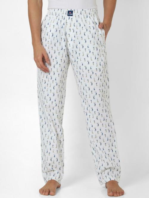 Underjeans by Spykar Men Premium White Cotton Printed Pyjama