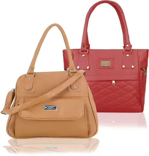 PLAMA Tan, Red Pu For Women Handbag