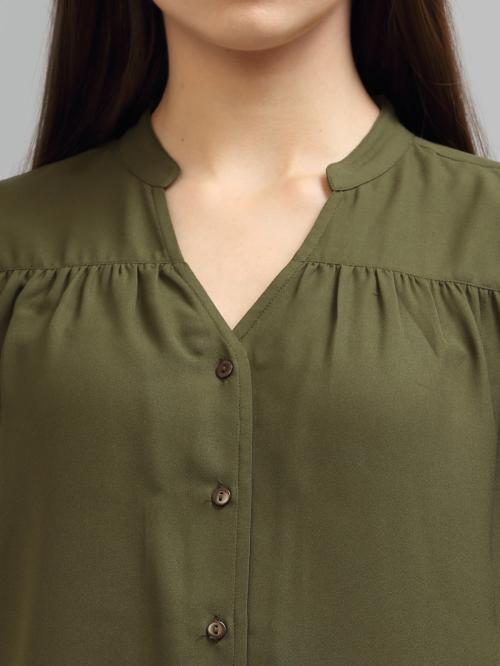 Style Quotient Women Olive Green Formal Shirt