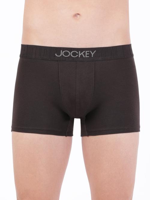 Jockey Men's Brown Solid Cotton Blend Trunks