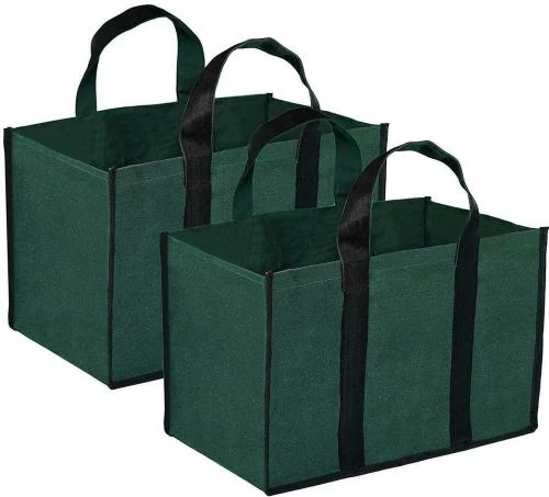 BLACKBOXES Big Eco Cotton Canvas Shopping Bags for Carry Milk Grocery Fruits Vegetable with Reinforced Handles jhola Bag - Kitchen Essential (Green)