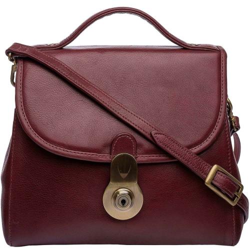 Hidesign Women Maroon Genuine Leather Sling Bag