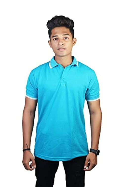 Fashion Stylus Men Blue Solid Cotton T-Shirt - S