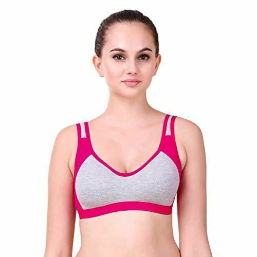 NAGAICH Women's Cotton Blend Non-Padded Non-Wired Seamless Gym Sports Bra(Pack Of 1)Pink_ 40