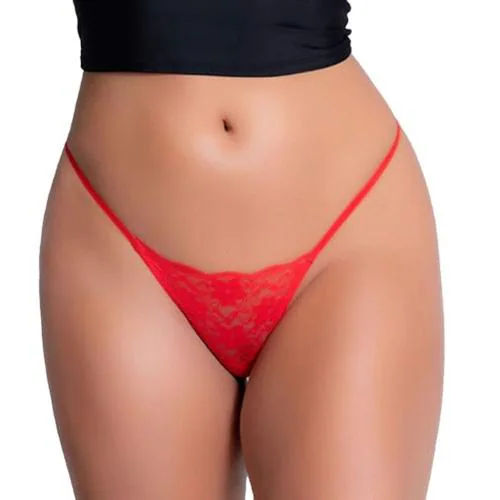 MYZA Women's Polyester Spandex Solid Lace G String Thong Panty