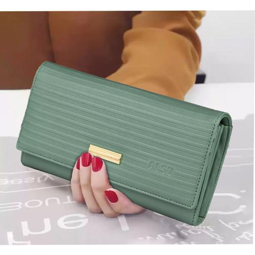 ALSU Women's Trendy Green Hand Clutch Wallet with Phone Pocket Card Holder (IRF-010grn)