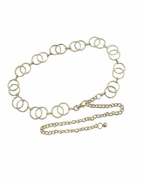 SATYAM KRAFT 1 Pcs women Metal Adjustable Stylish Design Ladies Womens Waist Belts kanduro-Belt for Fancy Girls, Women Saree, Western Dress, Long Gown Dresses, Traditional Dress, Designer Girl Gown (Golden, 1 Piece)