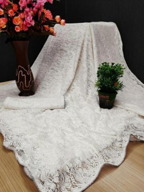 Dharmee Women White Net, Brasso Self Design Bollywood Saree