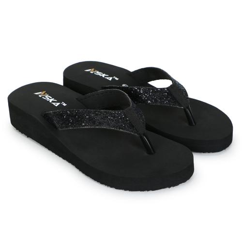 Aska Daily wear Slippers for women & girls Casual Chappal for ladies women stylish slippers (black)