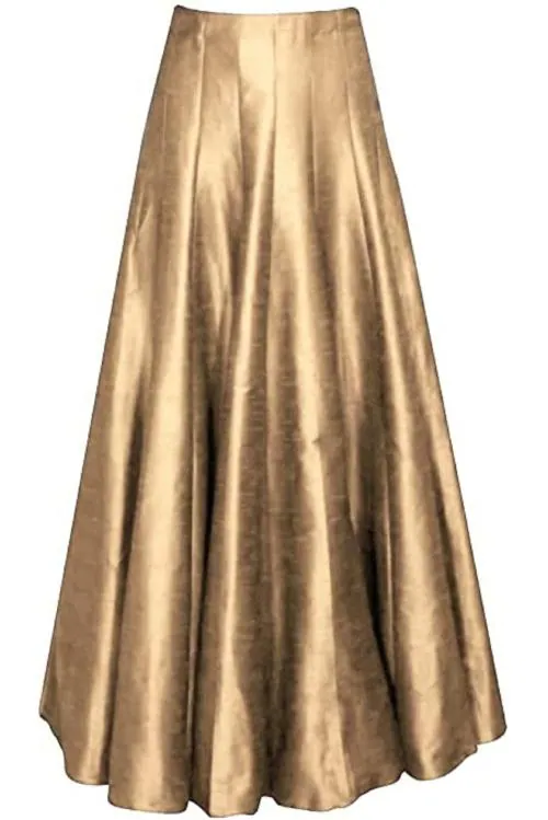 Radhika 'n' Dhaanya creation - Raw silk kali long ghera skirt - Golden