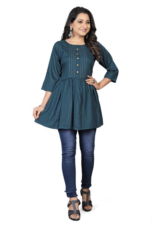 LADY CRAZY Short Kurti for Women's Embroidered Rayon Kurta