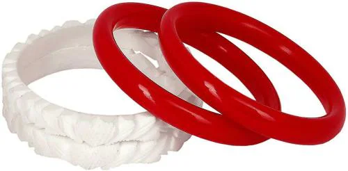 Shakha Pola White And Red Shell Bangle Set For Women And Girls (Pack Of 4)  - JioMart