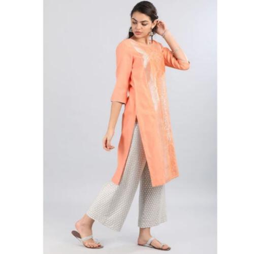 Aurelia woman cotton printed orange kurta