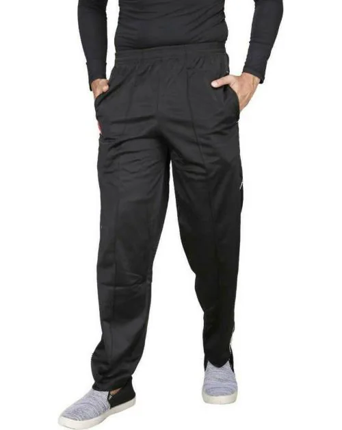 Carltron Men Black Solid Cotton Blend Track Pants