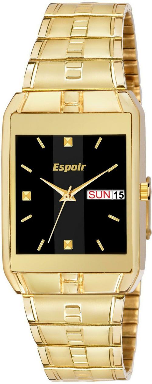 Espoir Men Black Dial Gold Strap Analog Watch