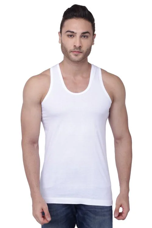 Savage Cotton Vest For Men Classic Design|100% Cotton Men's Vest|Mens Innerwear|Men's Cotton Vest|White|Medium Size, 34 inch, 85 cm|Pack of 1