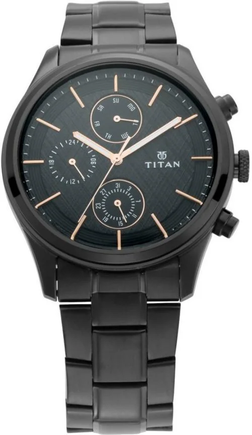 Buy Titan Black Dial Black Strap Analog Watch For Men (1805NM01