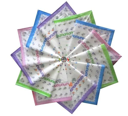 S4S 100% Cotton Pack of 12 Women's Floral Handkerchief (Big Size Floral_36CM X 36CM)