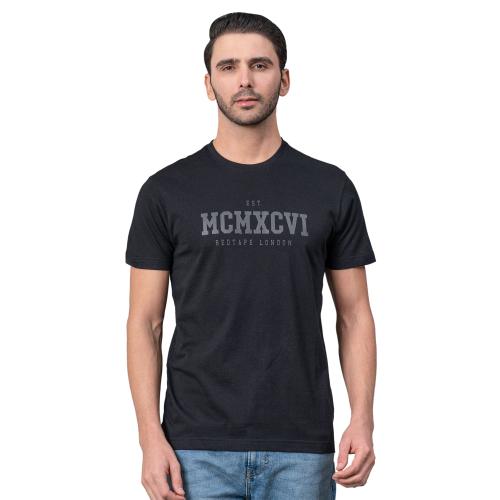 Buy Red Tape Black Graphic Print 100 Cotton Round Neck Men's TShirt