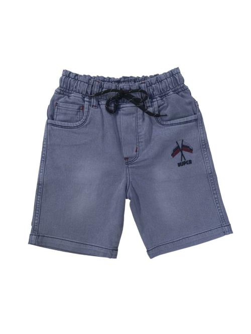 DUPER Boys Regular fit, Shorts, Drawstring Waistband, Stretchable Soft Denim, Light Faded, Above Knee Length (Ice Blue, 8-9 Years)