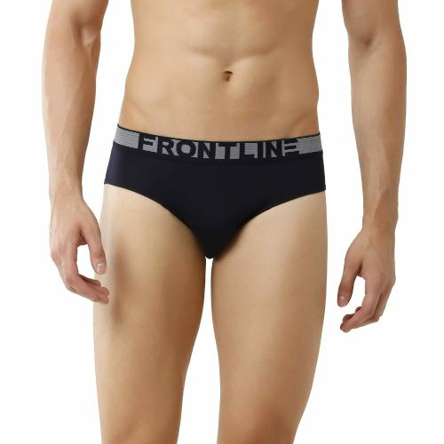 Rupa Frontline Men's Navy Solid 100% Cotton Briefs
