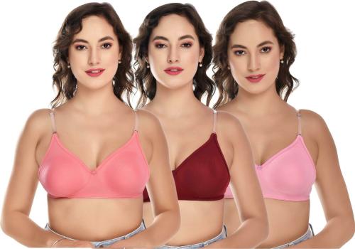 AMIVYAA Women Multicolor Cotton Blend Pack of 3 PARI TP BRA (34B)