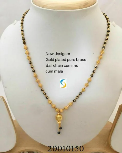 shreenathji jewelleryGOLD PLATED PURE BRASS BALL CHAIN CUM MS CUM MALA