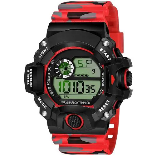 SWADESI STUFF Red Digital Sports Watch For Men & Boys (ARMY RED)