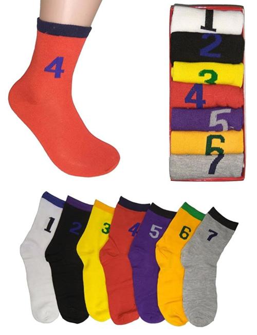 Cotson 1 to 7 Days Week Crew Socks For Mens (Pack of 7) - Perfect For Gifts And Self Use