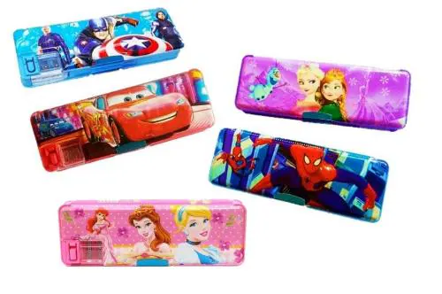 Jellify Pencil Box or Geometry, with Sharpener, Double Sided Stationary Box for Girls & Boys Art Plastic Pencil Box (Random Design)