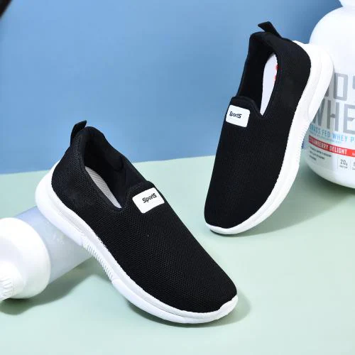 Divine Shoe’s Men's Black Mesh Slip On Walking/Outdoor/Gym & Traning/Running Sports Shoes