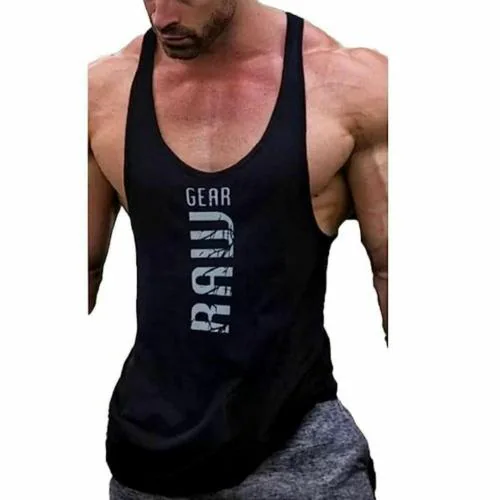 FARICON Garment Manufacturer Men's Tank Top Gym Workout Dry Fit Sleeveless Gym Stringer Vest Sando Muscle Tee Fitness Bodybuilding Tank Top (Black-Never Burn and Yellow-Excuses)