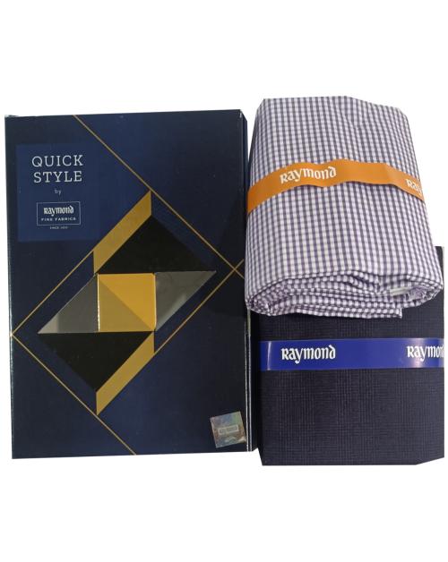 Raymond Men White Checkerd Cotton Shirt & Trouser Fabric